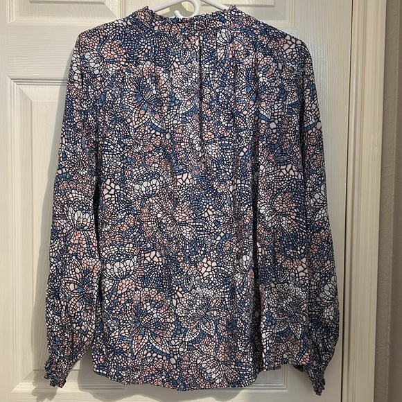 Anthropologie Maeve Colette Peasant Blouse Blue Motif Plus Size 1X - Picture 7 of 7